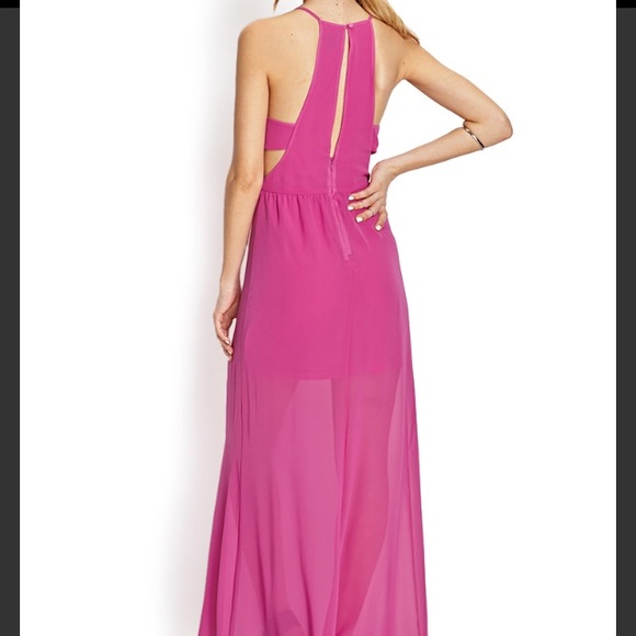 HP ⭐️ Pink maxi dress side cut out magenta gown S - Picture 5 of 6
